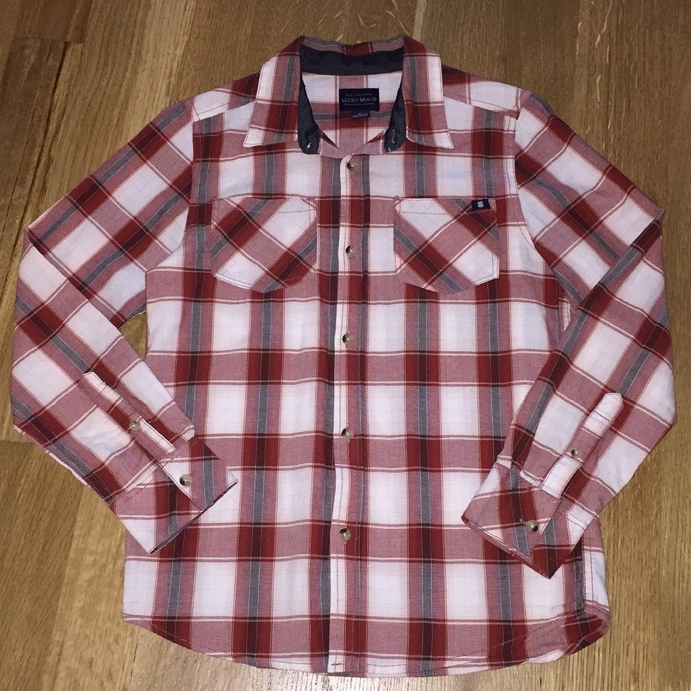 LUCKY 🍀 Brand Boy’s Country Western Plaid Checkered Button Down Casual Shirt